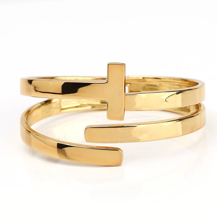 Brazalete tipo brazalete en forma de T con bisagras en tono rosa, plateado o dorado para venta al por mayor de United Elegance