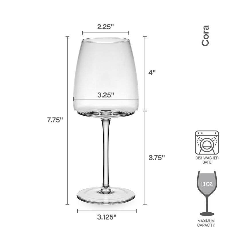 Fitz and Floyd® Mikasa® Pfaltzgraff® - Wholesale Wine Glass - Mikasa Cora 13OZ Wht Wine Glass S4 Blown Glass Brown Bx Pkg1