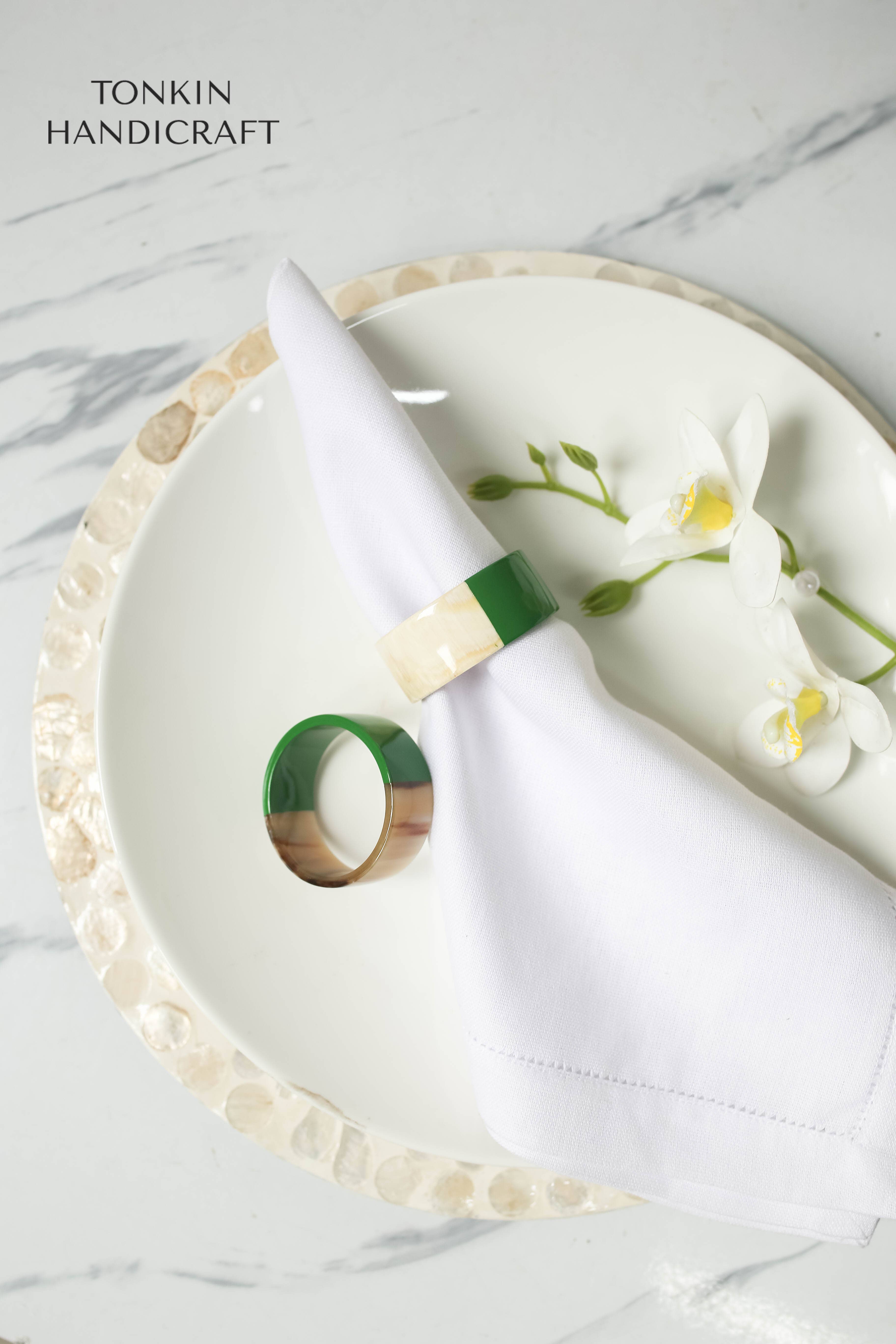 Tonkin Handicraft - Wholesale Napkin Ring - Lacquer  Buffalo Horn Napkin Ring S11