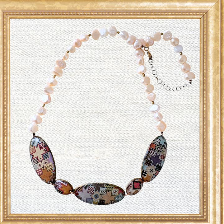 Aubusson Pearl Vignette Necklace for wholesale by Folkloric Jewelry