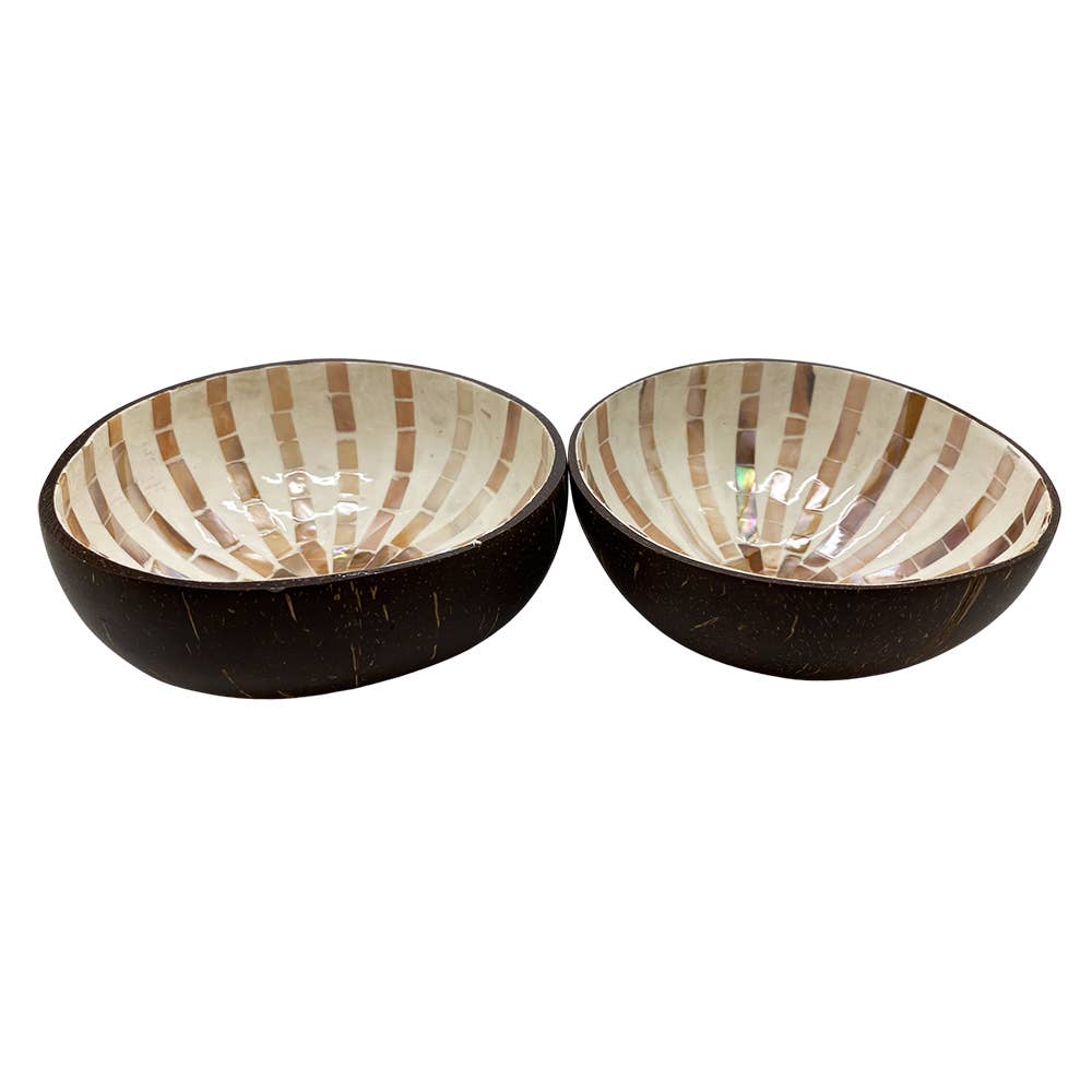 VIE - Wholesale Decorative Plate/Dish/Bowl - Hand-Painted Coconut Bowls, Lacquered, Set of 23