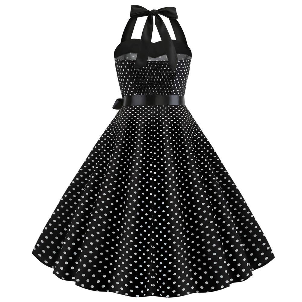 Rosa Clothing - Wholesale Dress - Women's - Vintage Polka Dot Halter Dress8