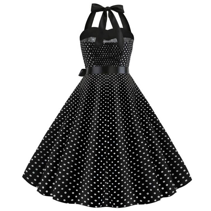 Rosa Clothing - Wholesale Dress - Women's - Vintage Polka Dot Halter Dress8