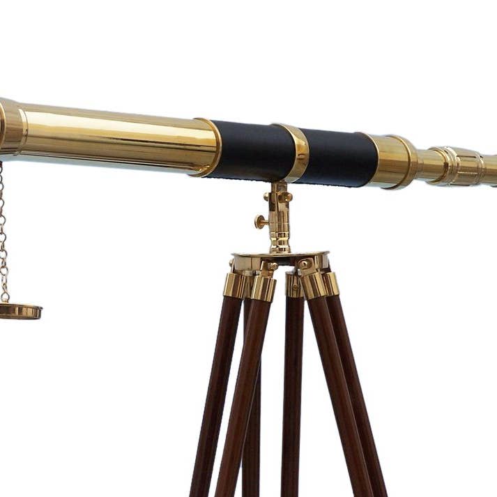 Admirals Floor Standing Brass with Leather Telescope 60"" for wholesale by Hampton Ironworks