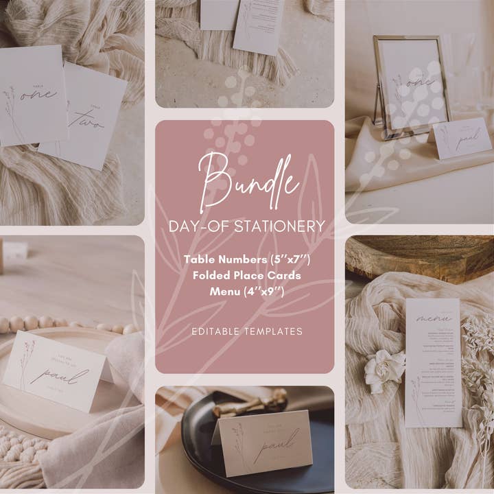 Ensemble Journée de Papeterie | Collection Romantique Moderne pour la vente par PureAmoreDesigns