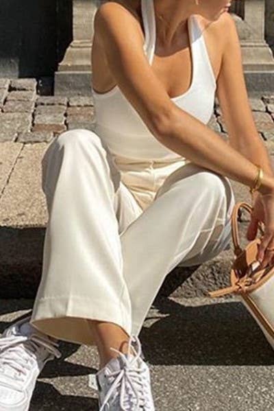 Rosa Clothing - Wholesale Tank Top - Women's - basic halter tank top sleeveless rib knit base vest cami1