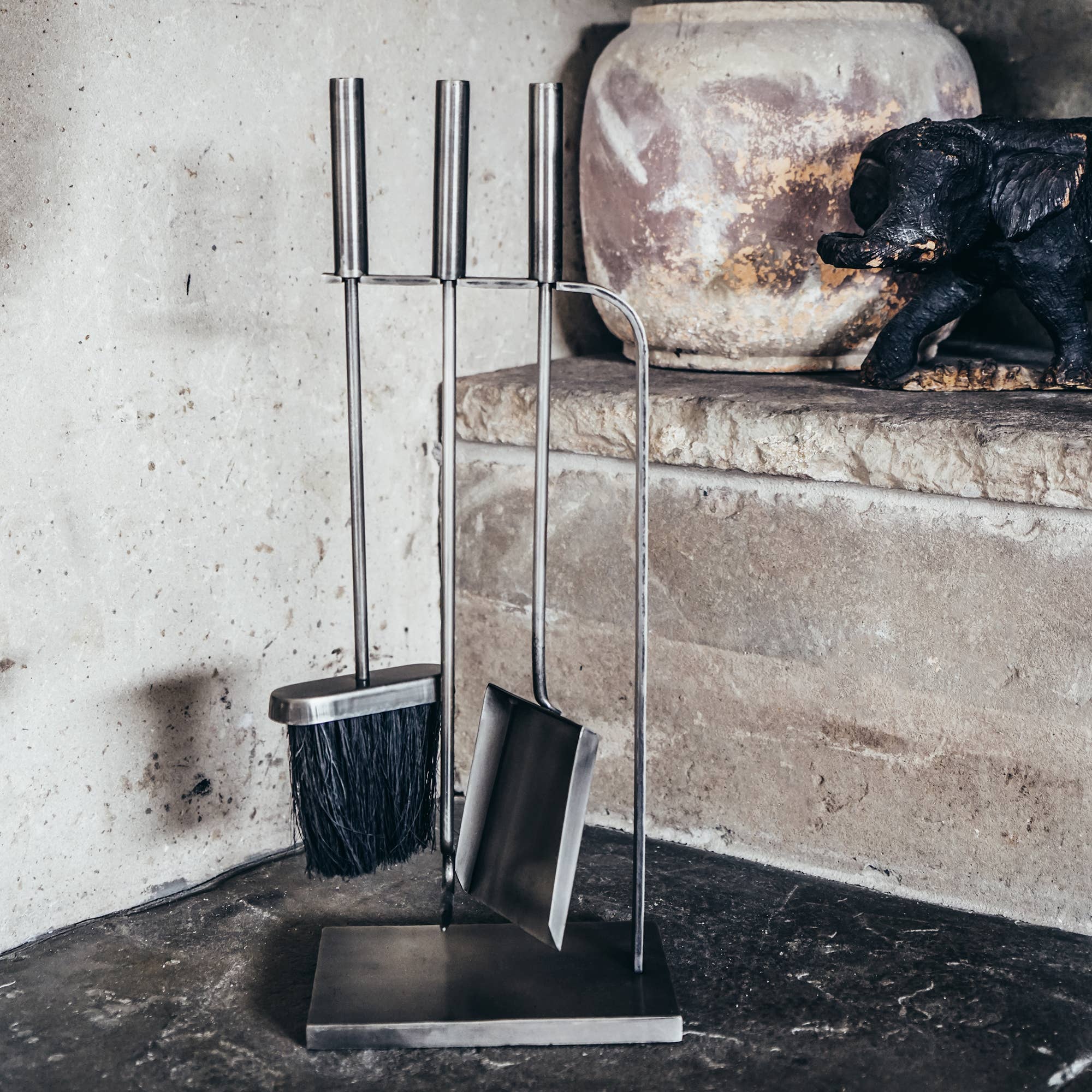 Ivyline – wholesale Fireplace screen – Pewter Fireside Companion 3 Piece Set0