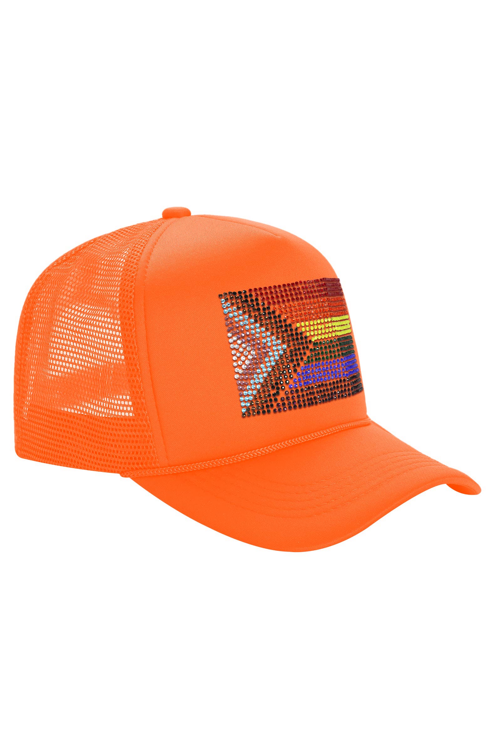 Cap Zone - Wholesale Trucker Hat - Unisex - Bling Rainbow Pride Flag Sponge Trucker Hat11