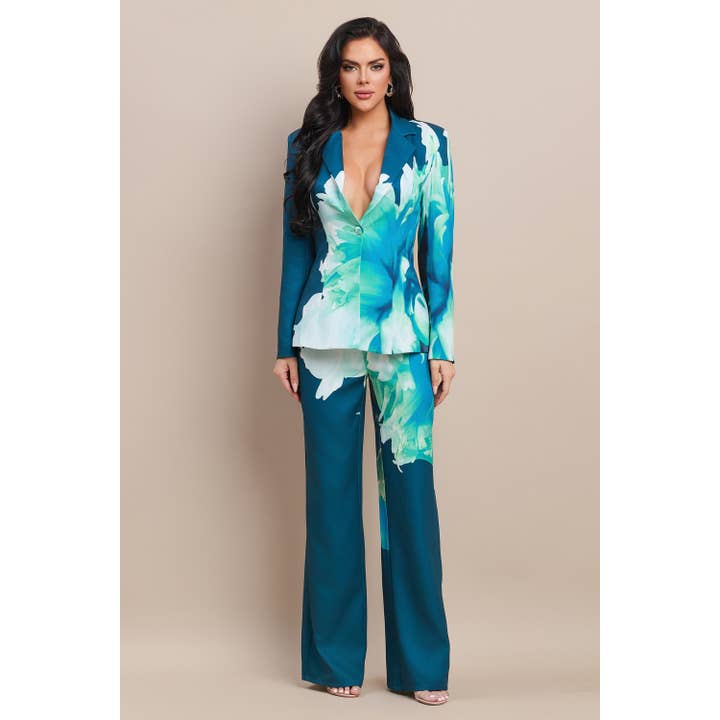 The Sang – Fato - Mulher por atacado – BLAZER COM CALÇAS COMBINANDO EM ESTAMPA FLORAL10