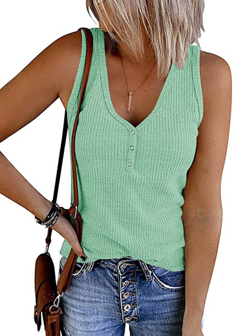 Lily Clothing - Wholesale Tank Top - Women's - SOLID COLOR V-NECK BREASTED SLIM-FIT KNIT VEST15