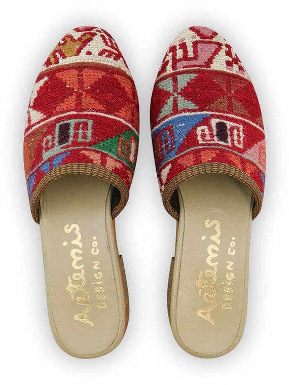 Sumak Kelim slippers voor dames, maat 6 voor wholesale door Artemis Design Co.