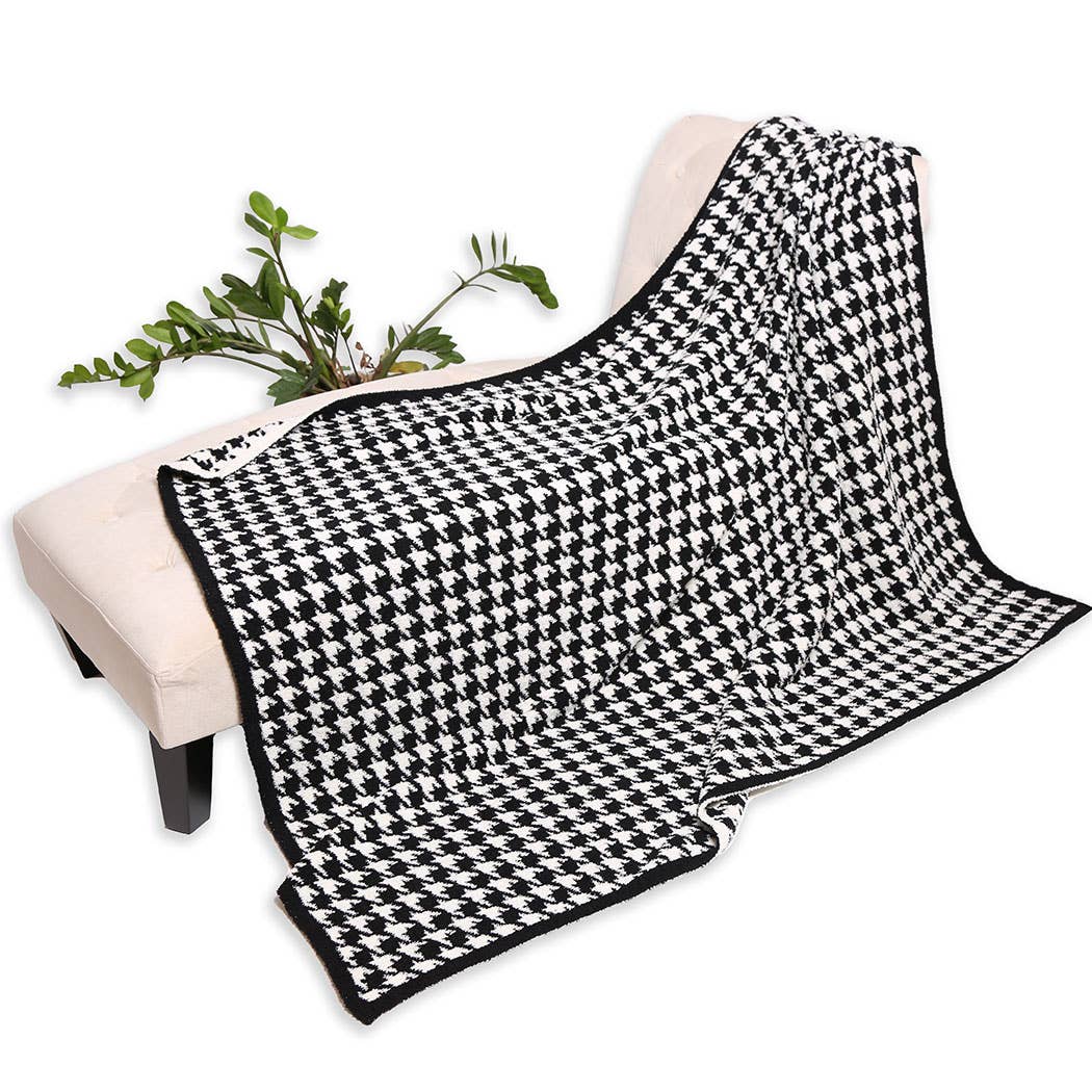 Fashion City - Wholesale Throw Blanket - Houndstooth Pattern Luxury Soft Throw Blanket5