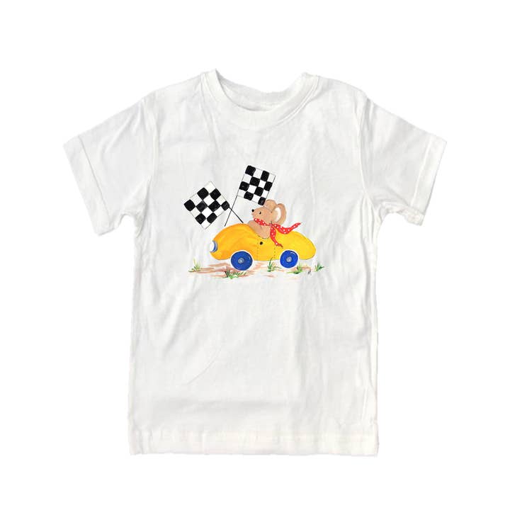 Cotton Tee Shirt Short Sleeve 957 Mouse Race car for wholesale by Designs By Beverly, LLC