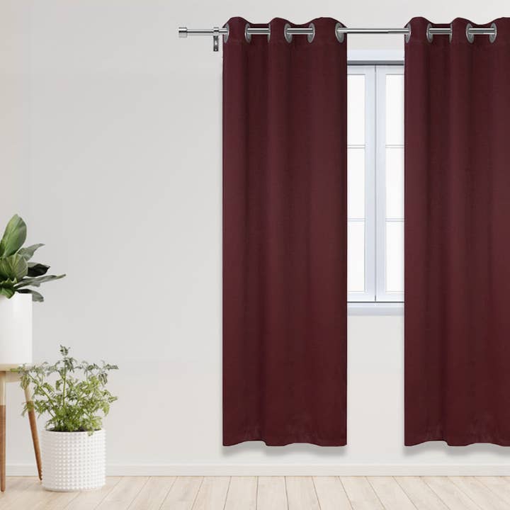 52 X 84 Inch Blackout Polyester Curtains with Grommets Burgundy - 2 Panels for wholesale by YOUR CHAIR COVERS
