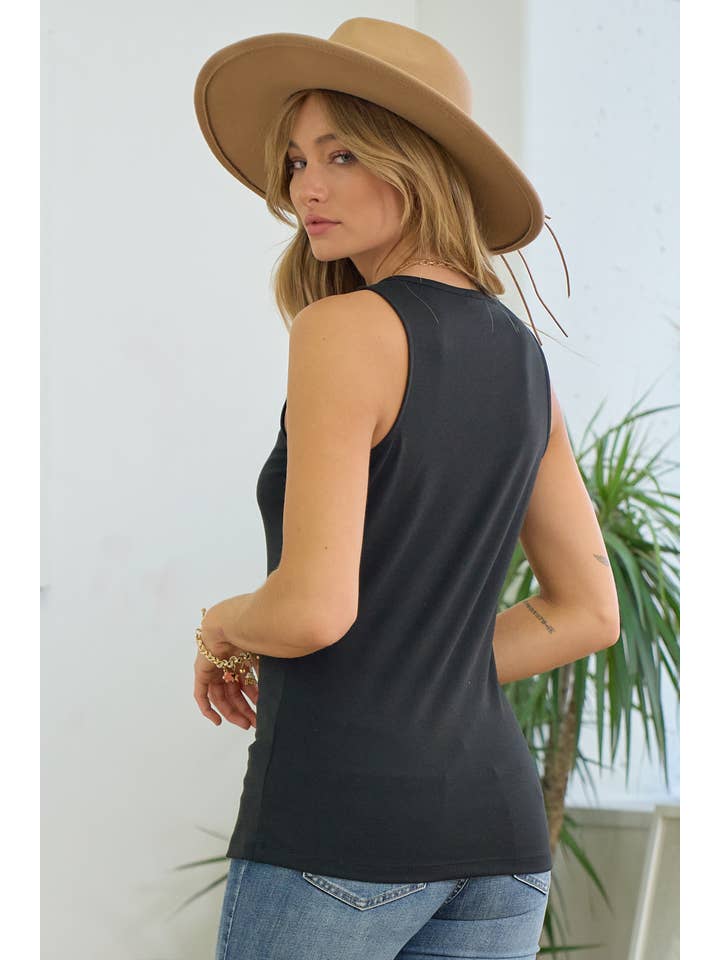 Doe and Rae – wholesale Tank top – Women′s – Henley Knit Tank - 41363T12