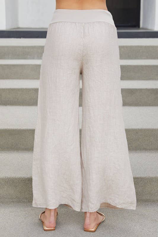 VENTI6 - Wholesale Pants - Women's - SOLID LINEN STRETCH WAISTBAND PANTS (8730-SOLID)9