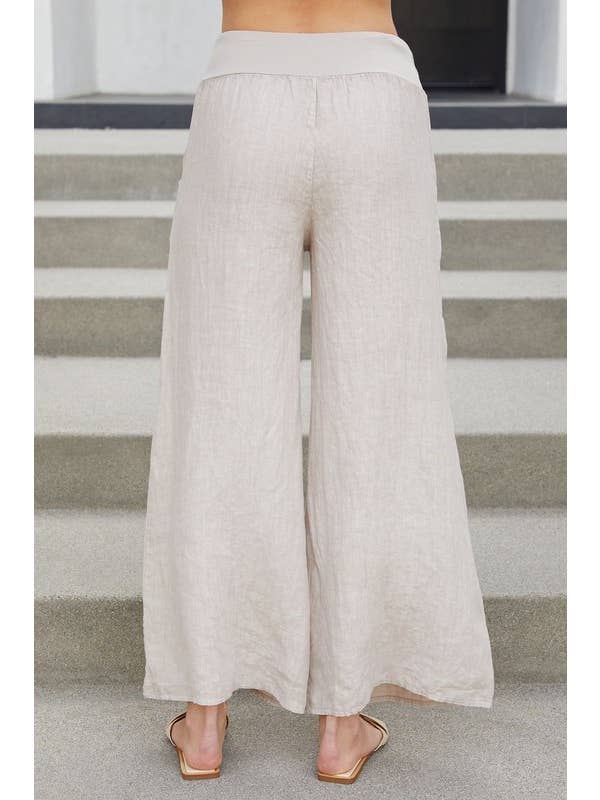 VENTI6 - Wholesale Pants - Women's - SOLID LINEN STRETCH WAISTBAND PANTS (8730-SOLID)9