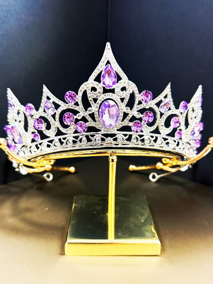 Princess Tiara, Purple Tiara, Silver Tiara, Bridal Headpiece for wholesale by Happy Dream Gifts