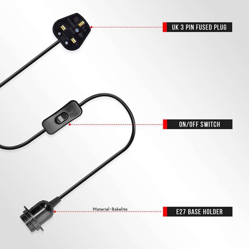 Ledsone - Wholesale Chandelier/Hanging Light - E27 Plug in Black Light Socket Cord Ceiling Hanging Lights~45485