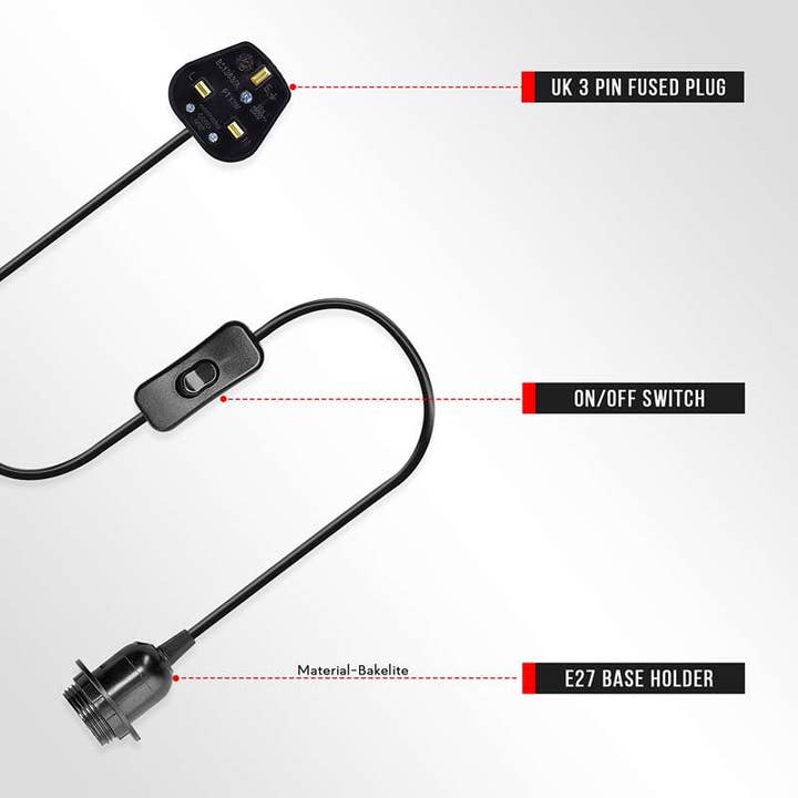 Ledsone - Wholesale Chandelier/Hanging Light - E27 Plug in Black Light Socket Cord Ceiling Hanging Lights~45485