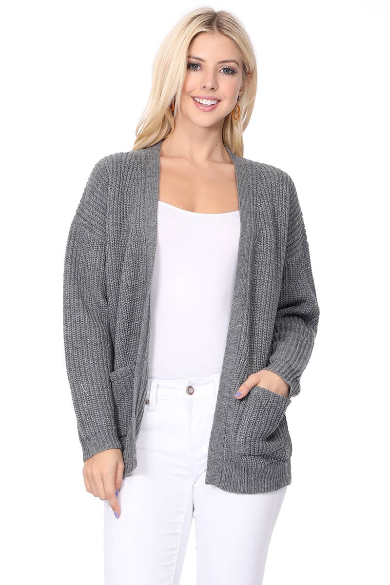 Mak – wholesale Cardigan – Women’s – Women's Waffle Knit Open Front Sweater Cardigan HK82465
