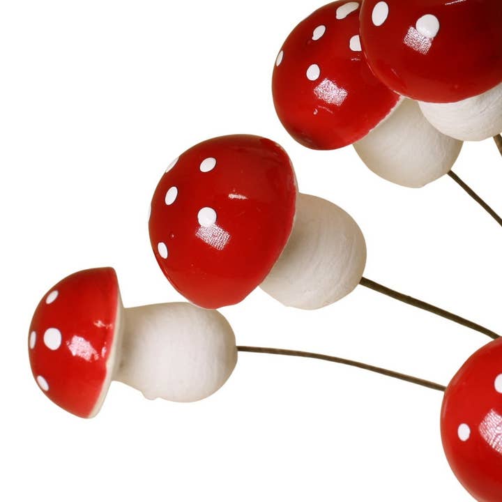 Red Mushrooms -Large! 1 3/4" Red Spun Cotton - 3 Pcs for wholesale by Meyer Imports