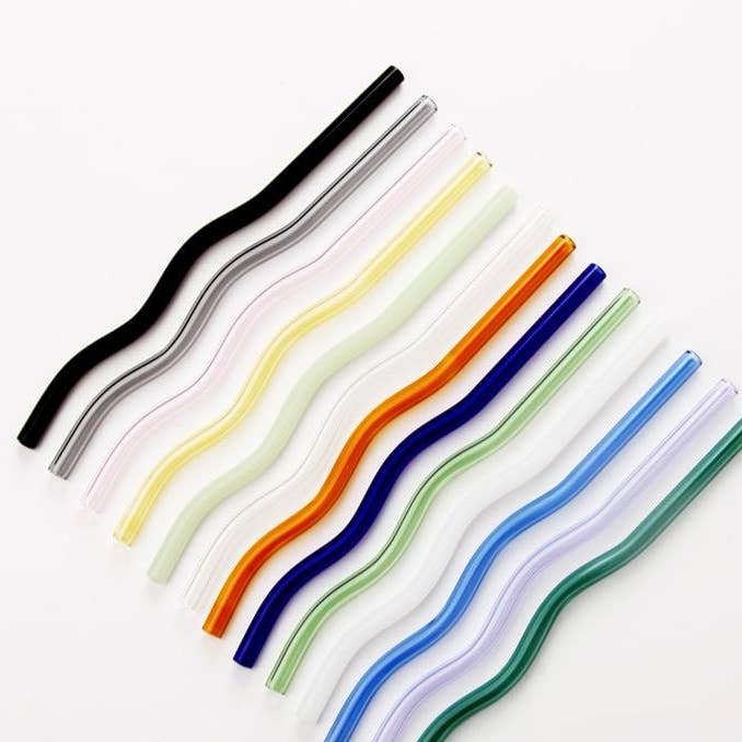 Weavey Studio - Wholesale Drinking Straw - Wave Curl Reusable Clear Transparent Glass Bend Drink Straws1