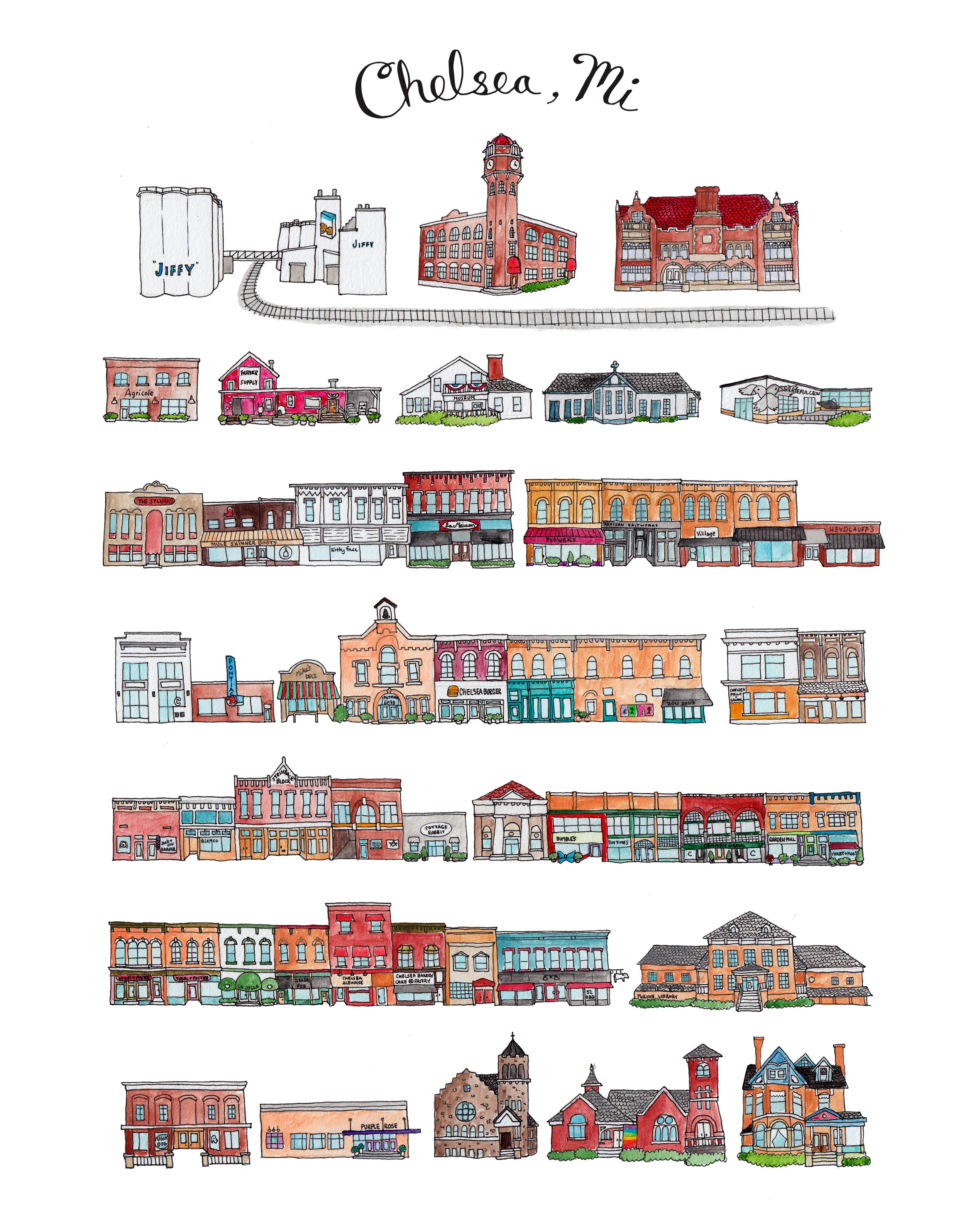 Jodi Lynn's Emporium of Doodles - Vente Affiche d'art - Imprimé Chelsea MI 1