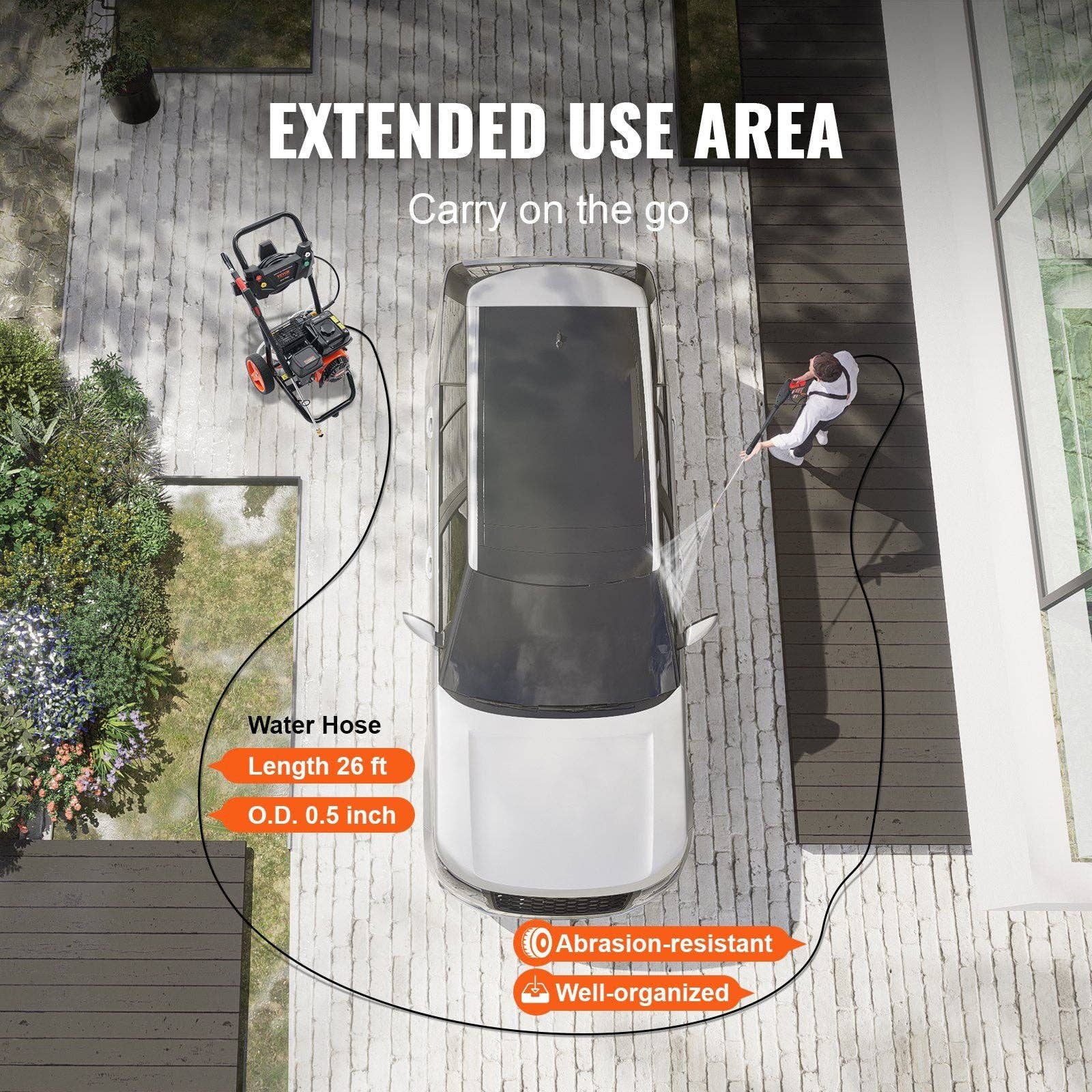 Hard Rock Health Stores - Wholesale Outdoor Grill Tools - Gas Pressure Washer, 3600 PSI 2.6 GPM, Gas Powered Pressure Washer with Copper Pump, Spray Gun and Extension Wand, 5 Quick Connect Nozzles, for Cleaning Cars, Homes, Driveways, Patios4