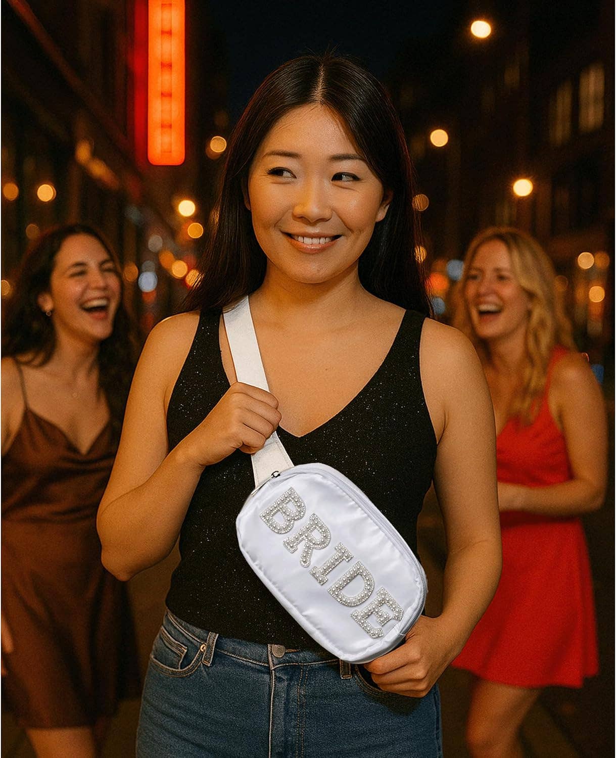 Funky Junque - Wholesale Belt Bag - Women's - Bride Fanny Pack with Pearl Lettering - White7