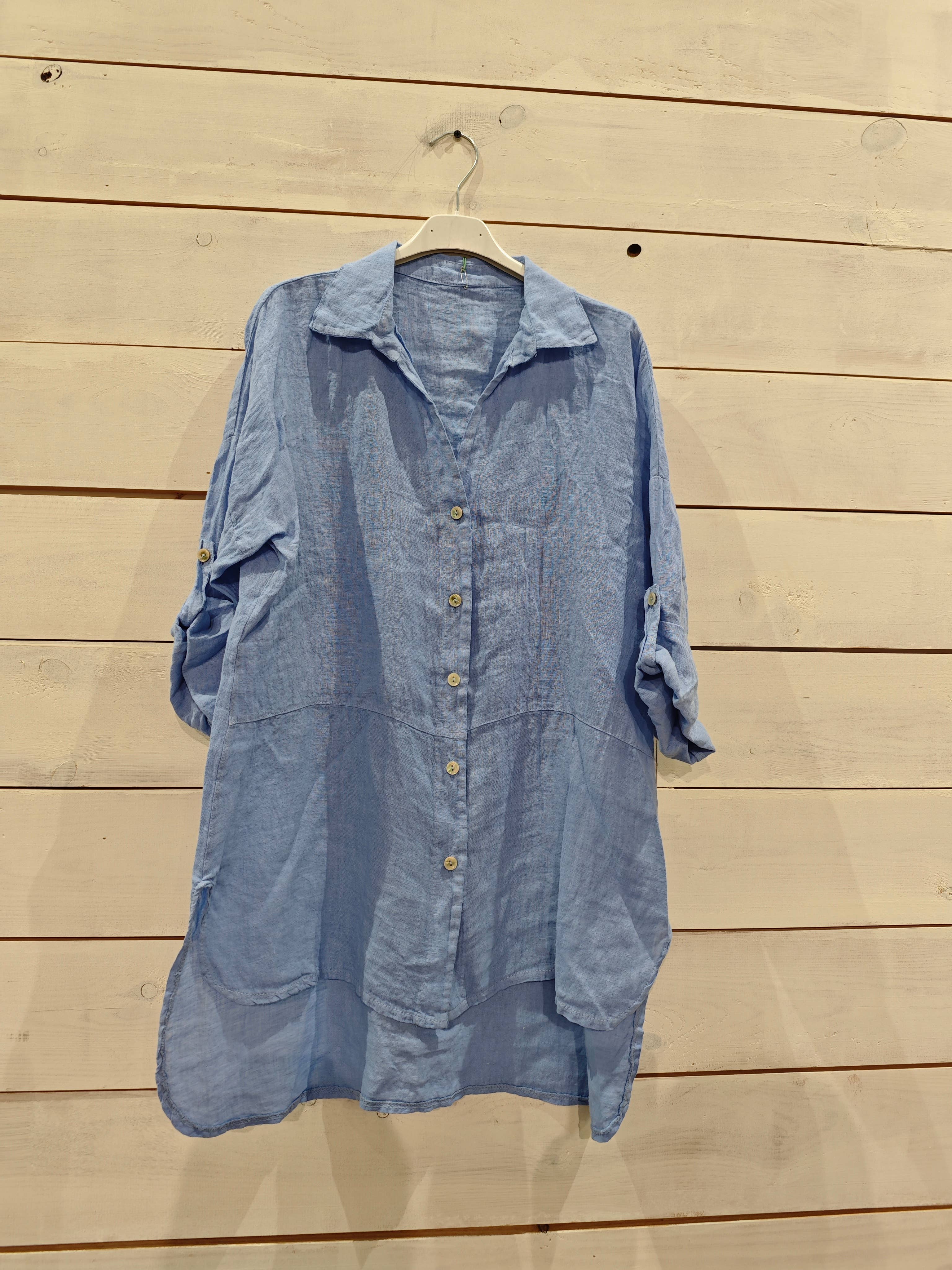 Linos y Textiles - Wholesale Button Down Shirt - Women's - REF 16827 SHORT SLEEVE 100% LINEN SHIRT2