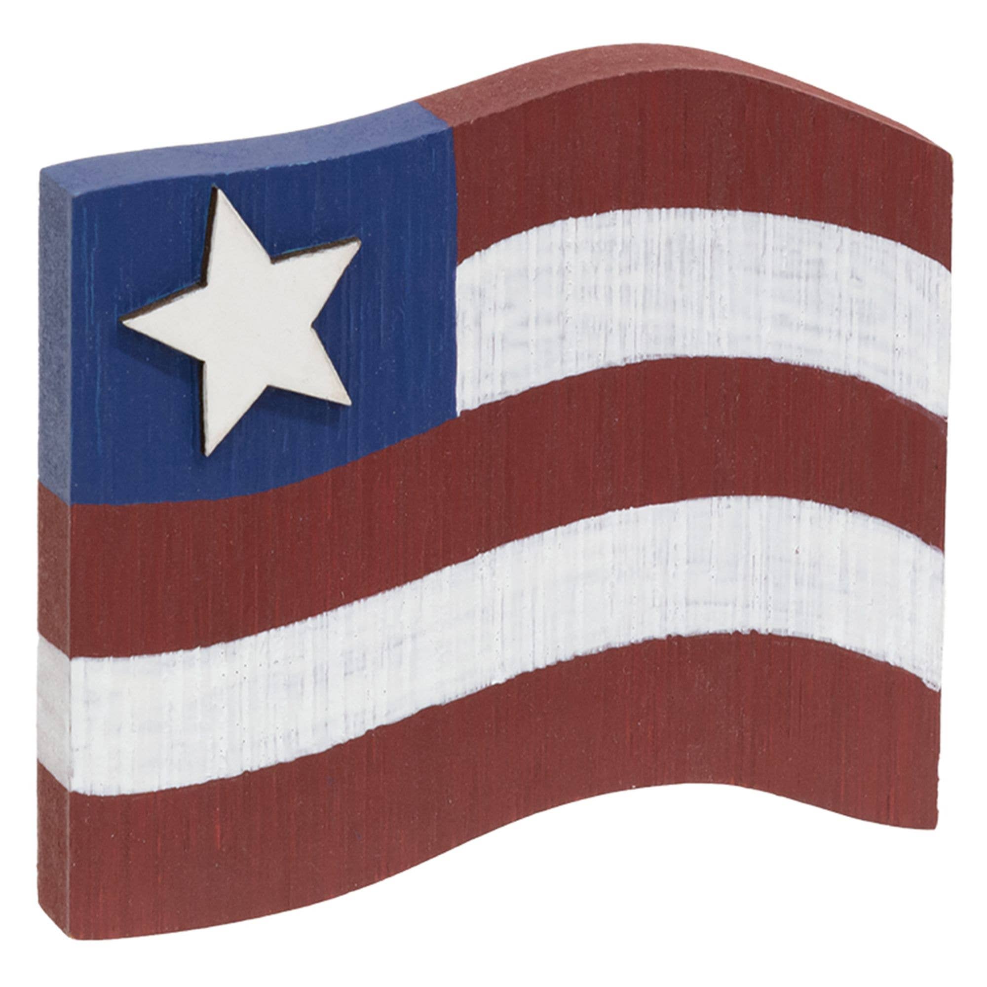 The Hearthside Collection - Wholesale Decorative Tabletop Object - Wooden Flag w/Star Sitter0