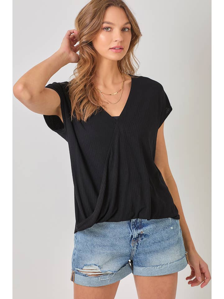 Mystree - Wholesale Knit Top - Women's - 60952 Surplice Neck Top