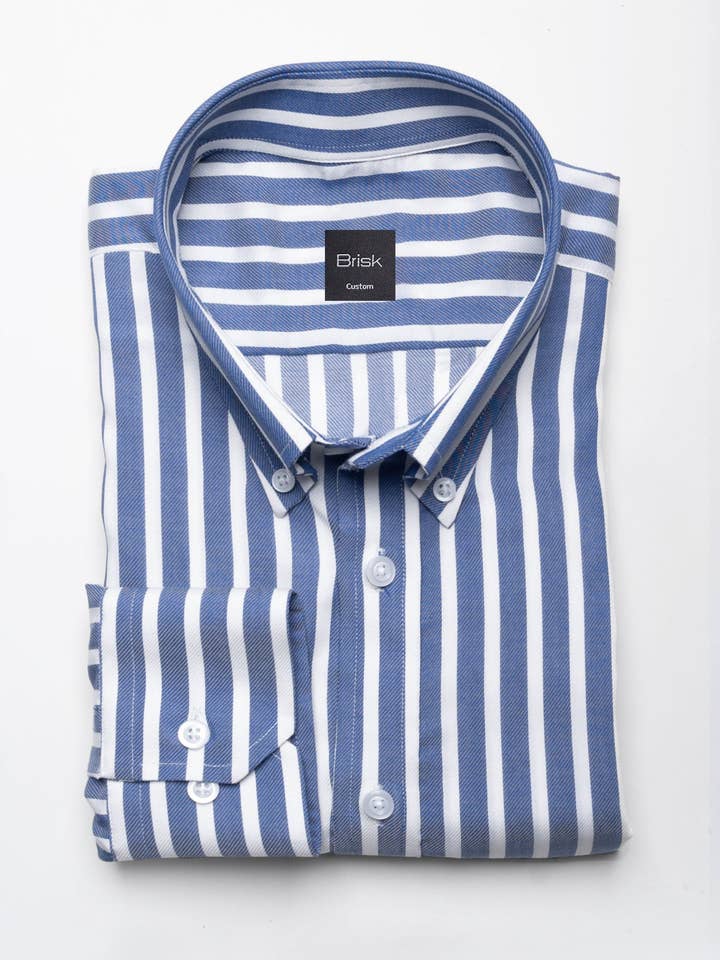 Soft Blue Twill Flowy Shirt for wholesale by BRISK