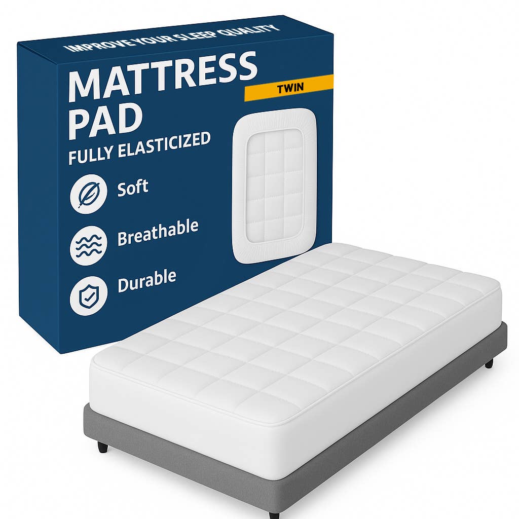 White Quilted Fitted Fluffy & Soft Mattress Pad for wholesale on Faire0