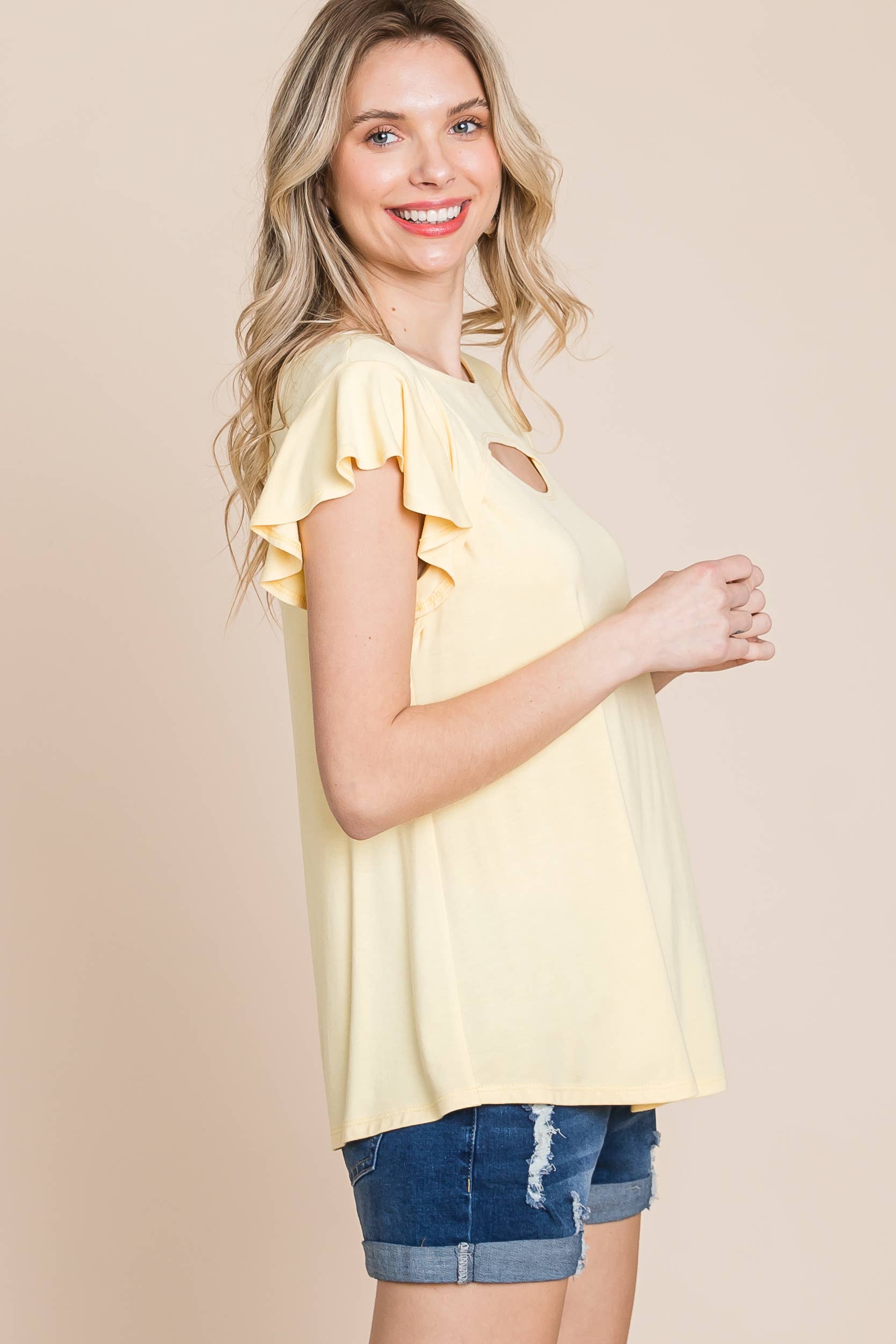 Emerald Collection - Vendita all'ingrosso Tunica - Donna - ETK-8465 Top con maniche a campana in jersey tinta unita9