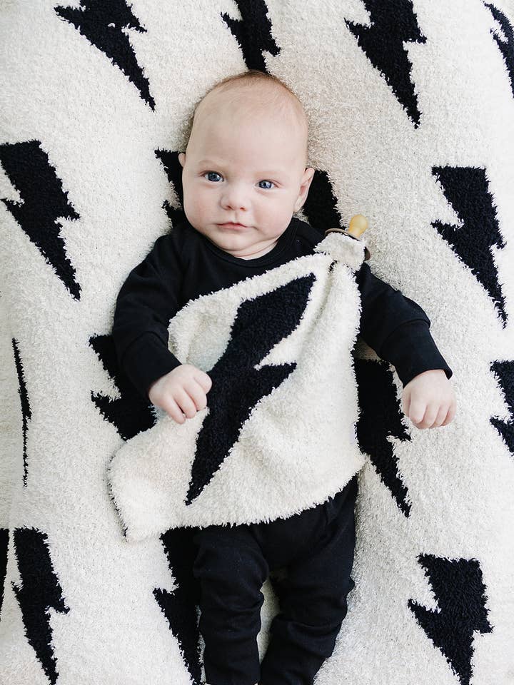 Lightning Bolt Plush Lovey | Black for wholesale by Lucky Panda Kids