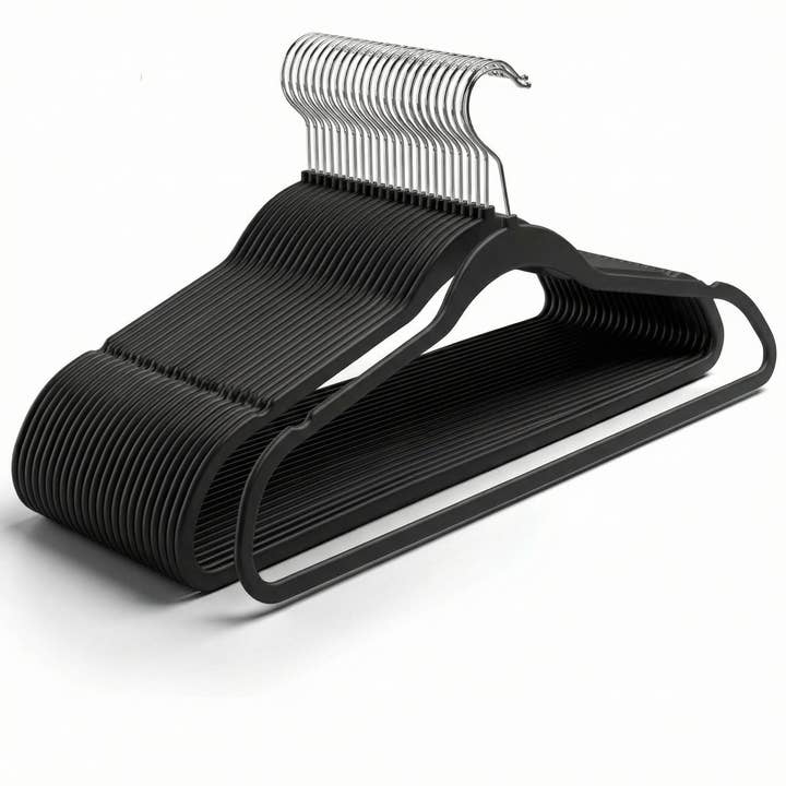 Black Non Velvet Plastic Hanger for Closet, 50 Pack for wholesale by DEILSY