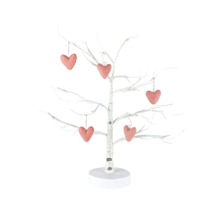 Sheep Farm Felt - Wholesale Ornament Set - Felt Heart Ornaments (Light Pink) | Set of  5