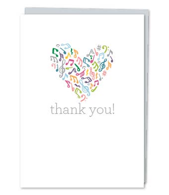 Design With Heart - Wholesale Music Accessory - Music Heart "Thank You" Boxed Note Cards set of 8  1