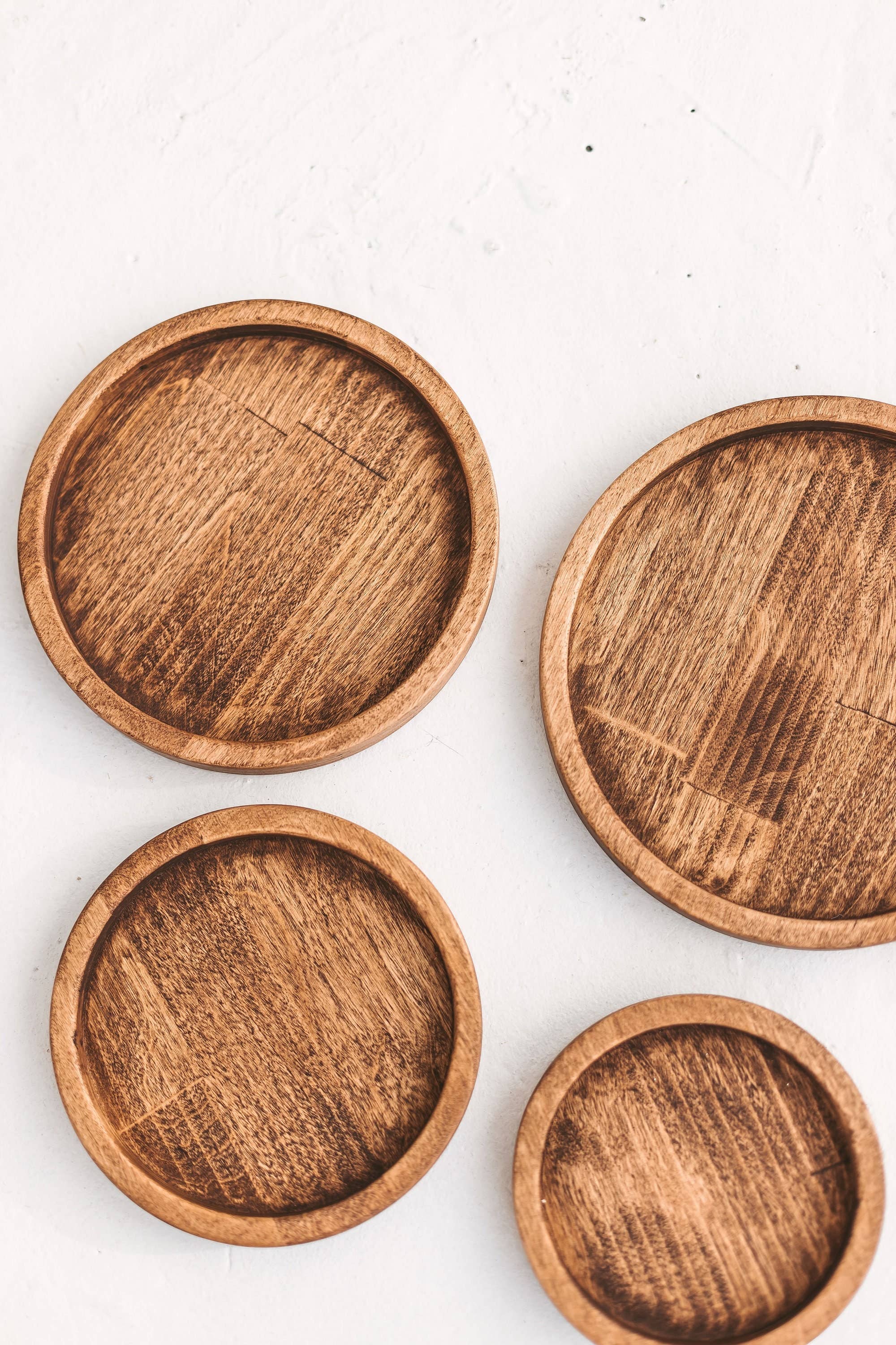 Woodinout - Wholesale Decorative Tray - Wooden round trays, 4 different sizes wooden plates set0