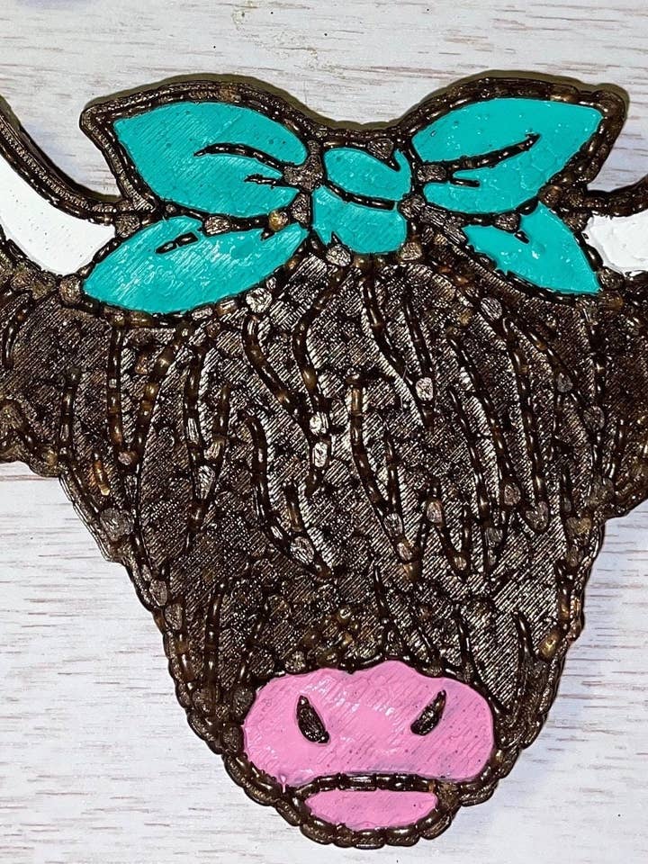 Highland Cow Freshie / face w bow for wholesale by Kaits freshie barn