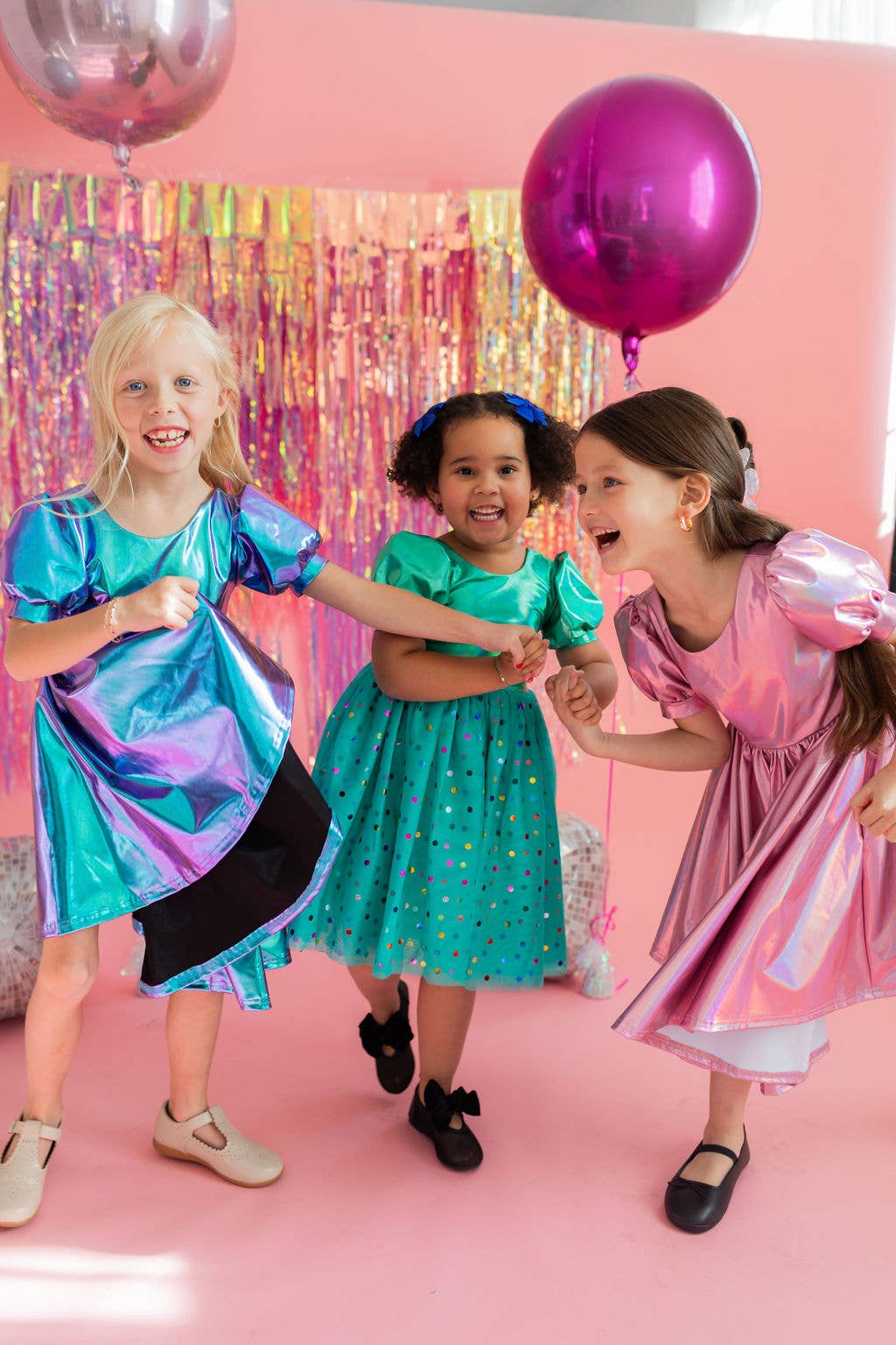 Ollie Jay – wholesale Klänning – Barn – Puffklänning i rosa lamé14