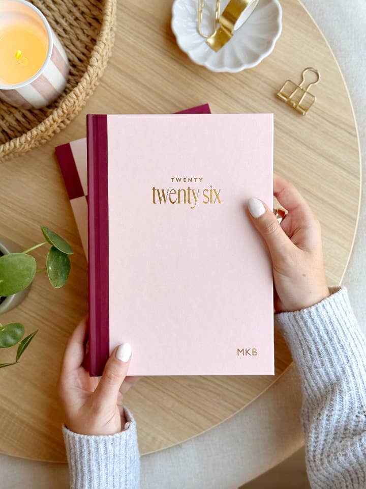 A5 Hardback 2026 Weekly Diary in Pink & Cherry | Gold Foiled for wholesale by AIM Studio Co