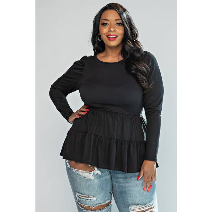 HAUT À MANCHES BOUFFANTES GRANDE TAILLE pour la vente par Esmeray Clothing
