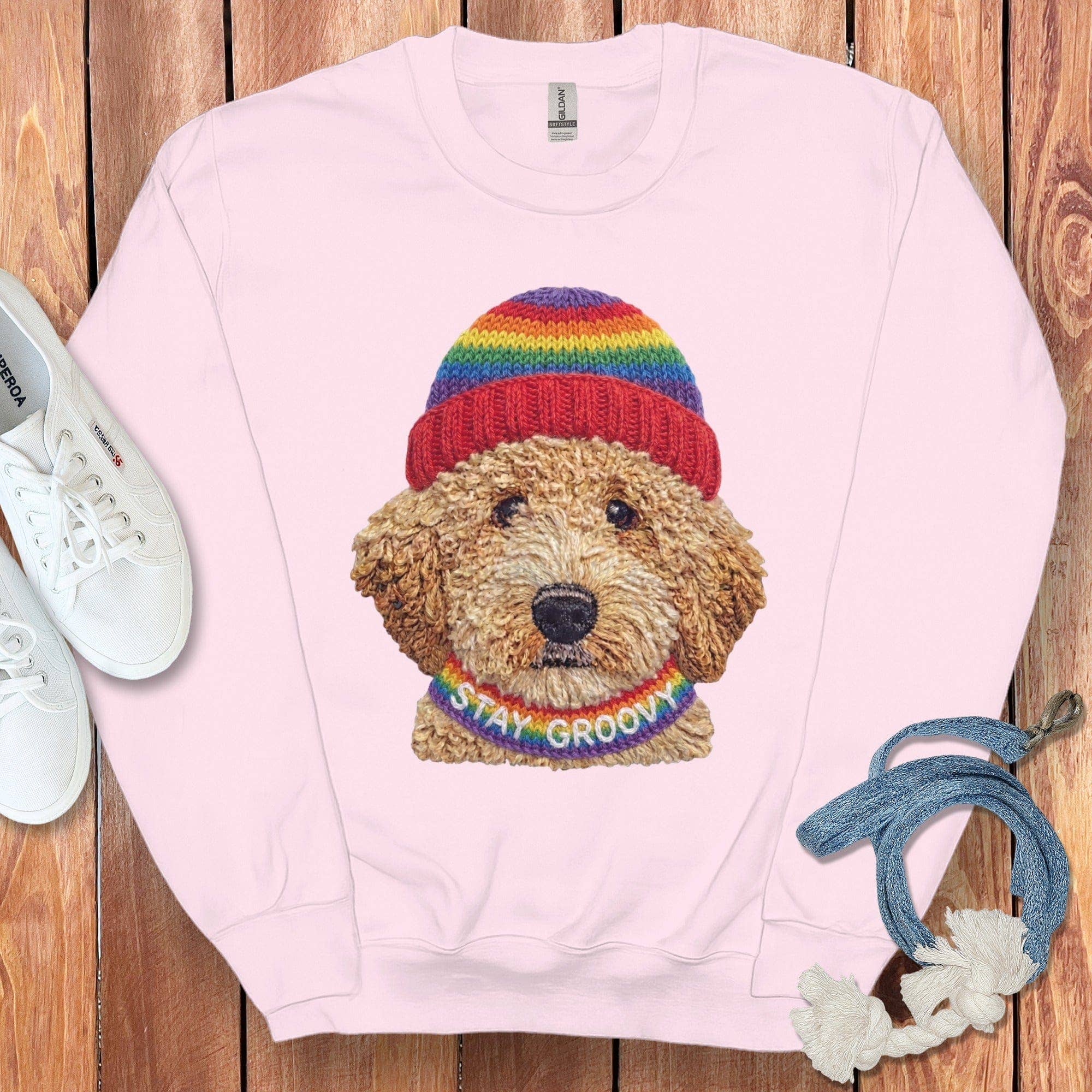 Puppy Jo - Wholesale Graphic Sweatshirt - Unisex - Groovy Goldendoodle Sweatshirt1