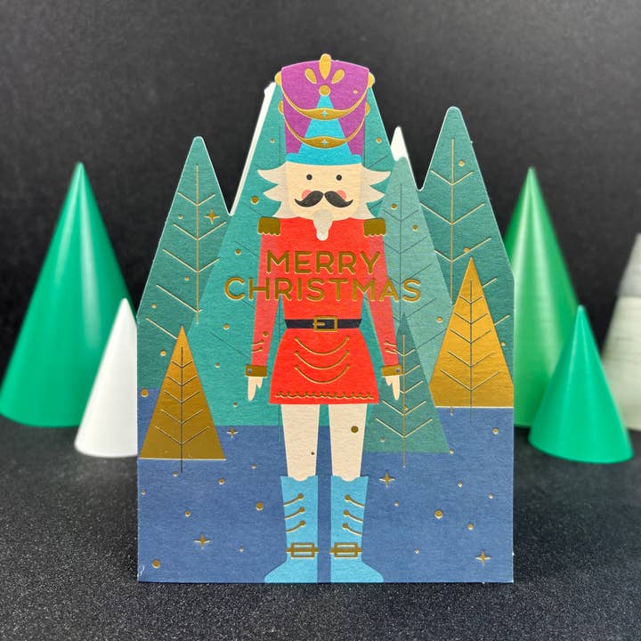 Nutcracker Die Cut Christmas Card for wholesale by Heyyy Ltd