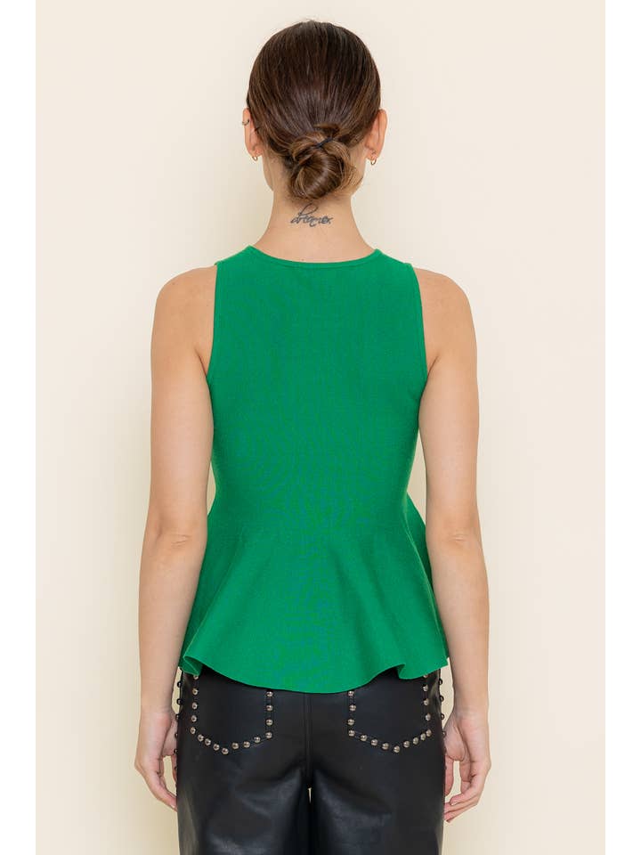 Fore Collection - Wholesale Blouse - Women's - CHIC MINIMALIST ROUND NECKLINE KNIT PEPLUM TOP-TI5439FO