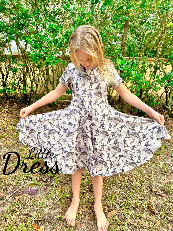 Army Twirly Dress (Matching Set) for wholesale by Little dress shoppe