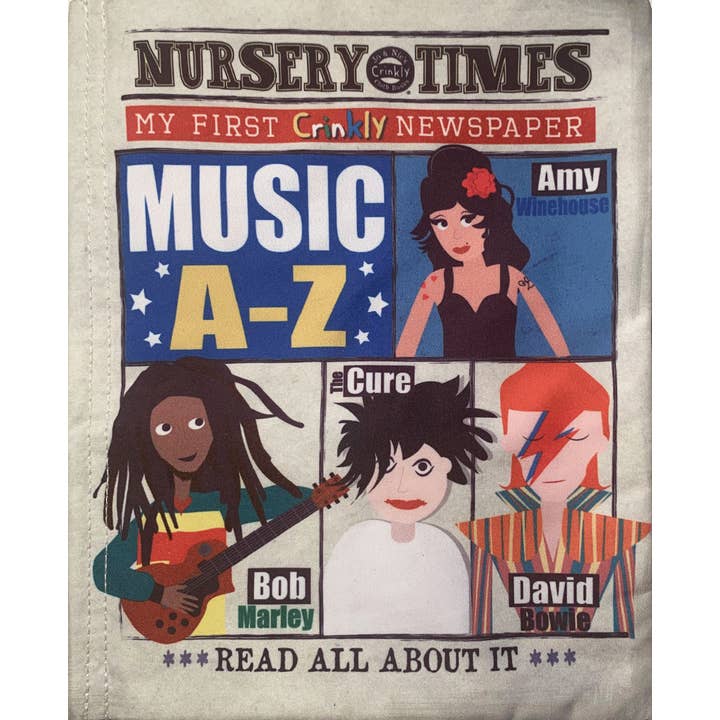 Nursery Times Music A-Z for wholesale by Jo & Nic's Crinkly Cloth Books